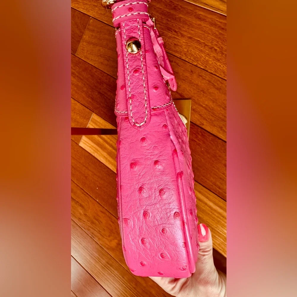 Dooney & Bourke Ostrich Embossed Leather Hobo Bag from the Ostrich Collection - Picture 6 of 11